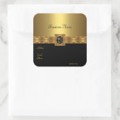 ステッカー金ゴールドオン金ゴールド黒四角 スクエアシール (バッグ)