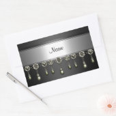 ステッカー長方形黒銀クロムジュエルトリム 長方形シール (封筒)