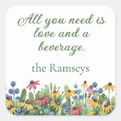 ステッカー3イン名 | おもしろい引用文かわいらし野の花 スクエアシール (正面)