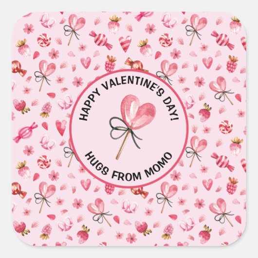 ステッカー3inスクエアまたはラウンドハグスヴァレンティヌスイーツ スクエアシール (正面)