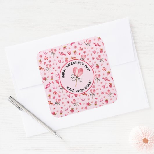 ステッカー3inスクエアまたはラウンドハグスヴァレンティヌスイーツ スクエアシール (封筒)