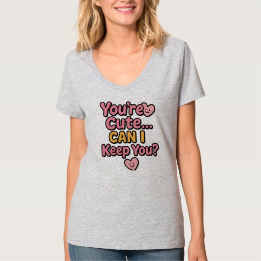 ステッカー「かわいいね…大事にしてもいい?」 Tシャツ (正面)