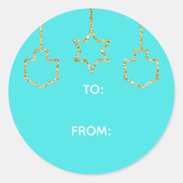 ステッカー「キラキラ星&ドレデル」ハッピーハヌカー（ユダヤ教の祭り） ラウンドシール