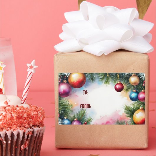 ステッカー、クリスマスオーナメント、 長方形シール (パーティー)