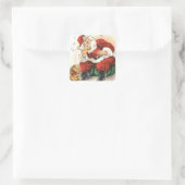 ステッカー:サンタ遊の子犬のためのハーモニカ スクエアシール (バッグ)