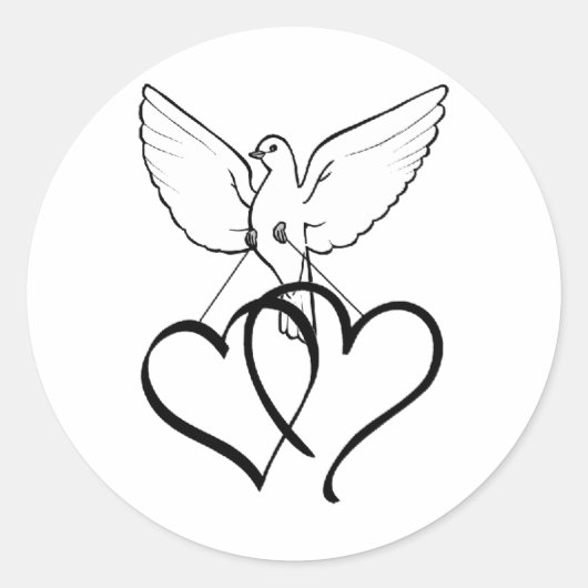 ステッカー/ドーブとハート ラウンドシール (正面)