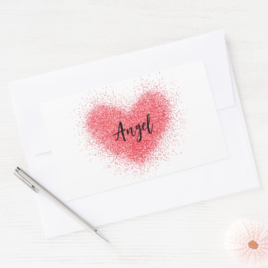 ステッカー、ラベル – 赤いハート 長方形シール (封筒)