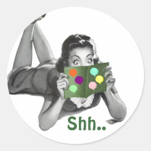 ステッカー…レトロレディおもしろいサプライズパーティーシール ラウンドシール