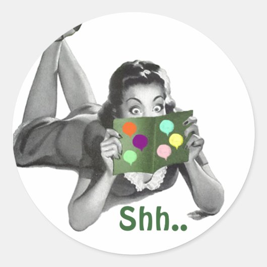 ステッカー…レトロレディおもしろいサプライズパーティーシール ラウンドシール (正面)