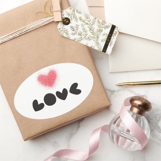 ステッカー、レーベル – 赤い恋 楕円形シール (ギフト)