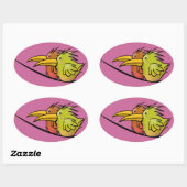 ステッカー、ワイヤ上の2羽の鳥 楕円形シール (シート)