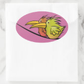 ステッカー、ワイヤ上の2羽の鳥 楕円形シール (バッグ)