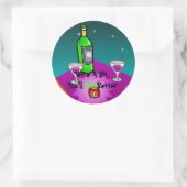 ステッカー、ワイン、少し良い感じだ ラウンドシール (バッグ)