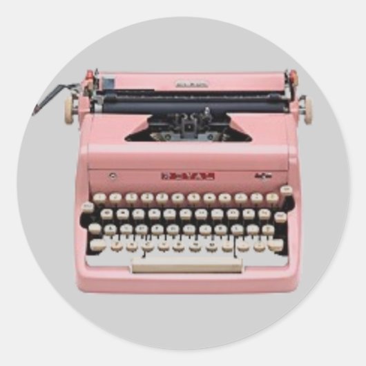 ステッカー – ヴィンテージピンクタイプライター (正面)