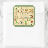 ステッカー、光沢、大、3インチクリスマスフォークアート スクエアシール (バッグ)