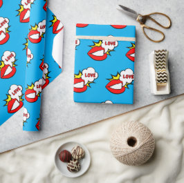 ステッカー - 口の吹き出し + あなたのテキストとアイデア 1 ラッピングペーパー