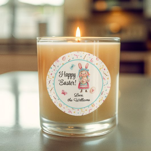 ステッカー、名前 | 3インかわいいハッピーイースター恋しく思バニー ラウンドシール