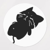 ステッカー - 太った黒猫3枚シート ラベル (デザイン2)