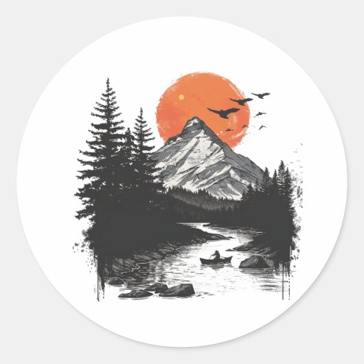 ステッカー： – 平和なデザイン自然ラウンドスティーカー ラウンドシール (正面)