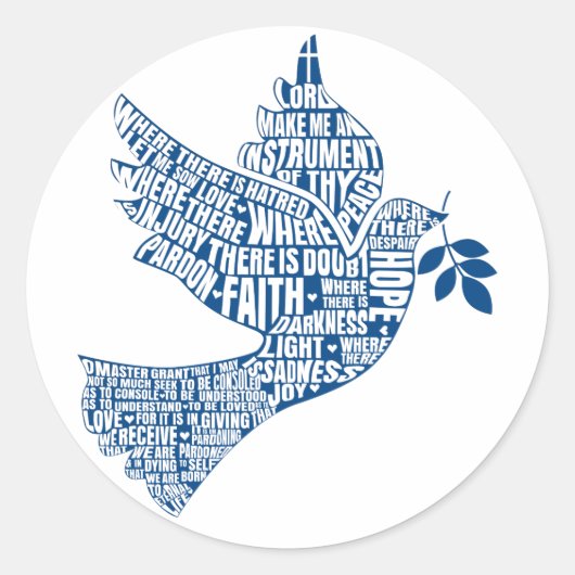 ステッカー：平和の楽器（聖フランシス） ラウンドシール (正面)