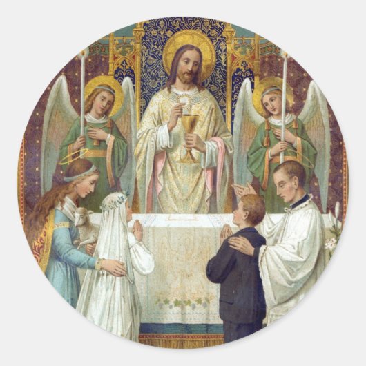 ステッカー:畏敬の念で停止 ラウンドシール (正面)