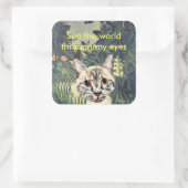 ステッカー:「目で世界を見る」猫 スクエアシール (バッグ)