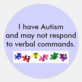 ステッカー、私は自閉症を持っていて失敗するかもしれない… ラウンドシール (正面)