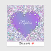 ステッカー - 紫の宝石ハート シール (シート)