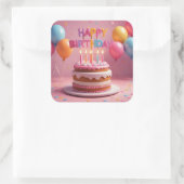 ステッカー（誕生日パーティー） スクエアシール (バッグ)