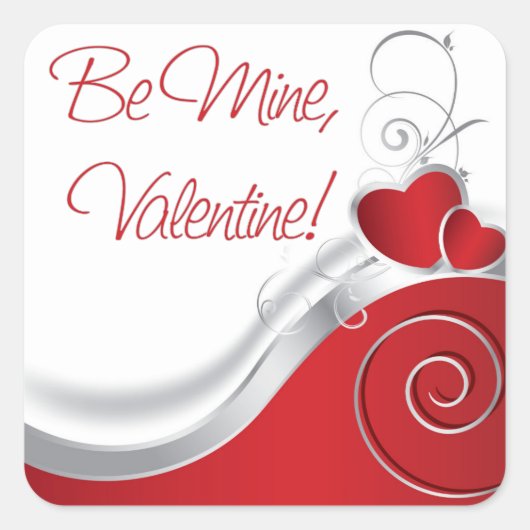 ステッカー – 赤いハートシルバーライニング (正面)