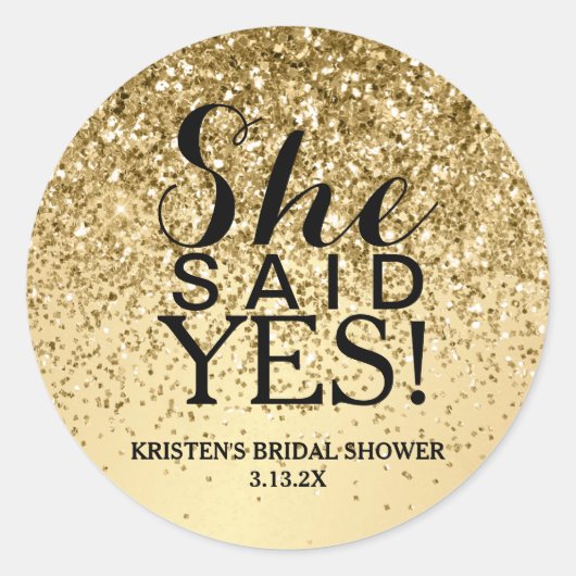 ステッカー – 金ゴールドグリッター彼女が言ったYes (正面)