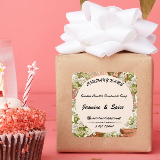 ステッカー#11ギフトろうそく石けんラベル編集可能カード スクエアシール (パーティー)