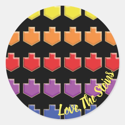 ステッカー「3Dドリードル」ハッピーハヌカー（ユダヤ教の祭り） ラウンドシール (正面)