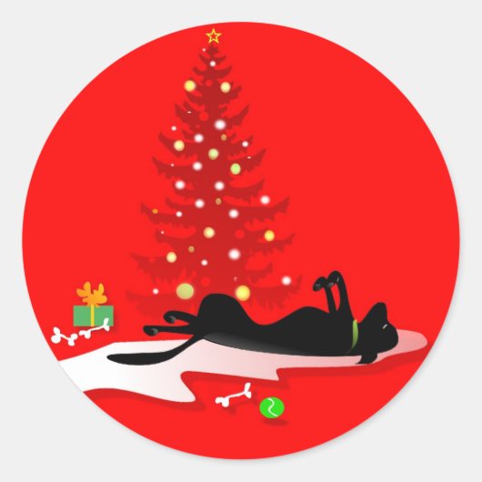 ステッカー – Black Lab Christmas – 赤 (正面)