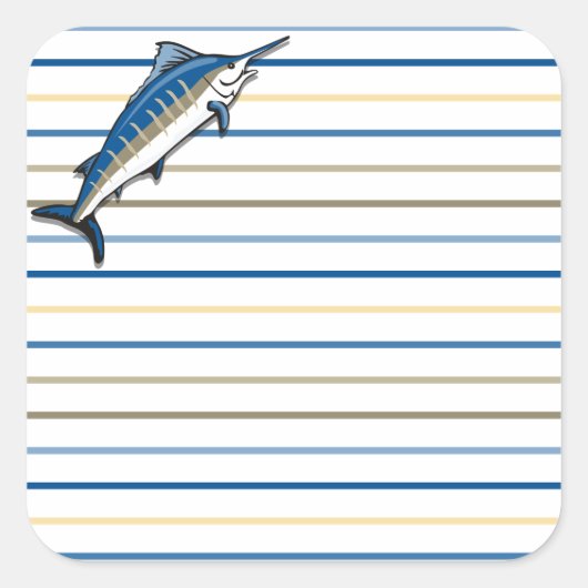 ステッカー – Blue Marlin on ストライプTists (正面)