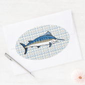 ステッカー – Blue Marlin on Plaid (封筒)