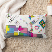 ステッカー[CMYK/RNBW]装飾用クッション ランバークッション (ブランケット)