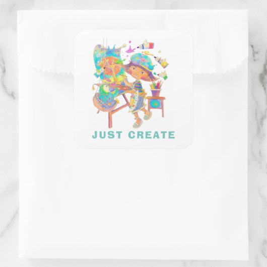 ステッカー「JUST CREATE」 スクエアシール (バッグ)