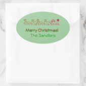 ステッカー(ovl) – サンタと彼のそり 楕円形シール (バッグ)