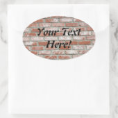 ステッカー(ovl) – レンガ壁(文字付) 楕円形シール (バッグ)