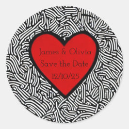 ステッカー Save the Date ドゥードルハート