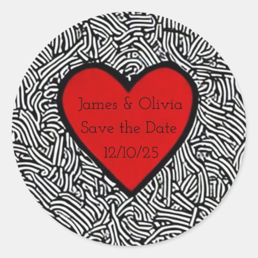 ステッカー Save the Date ドゥードルハート (正面)
