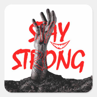 ステッカー:Stay Strong モチベーショナル 引用 デザイン スクエアシール