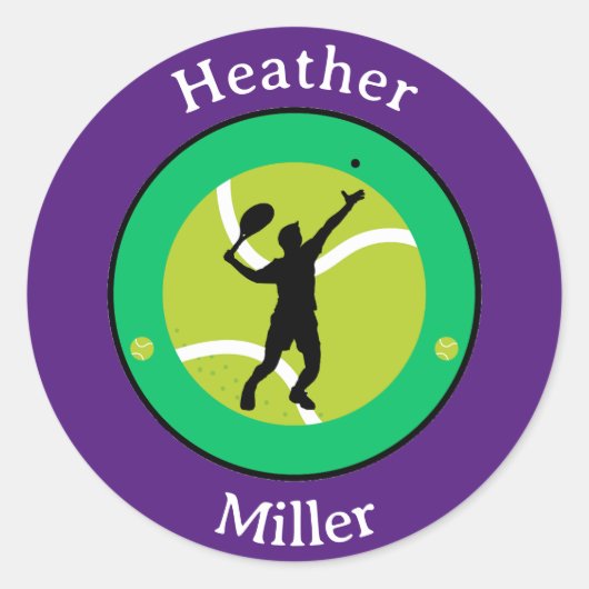 ステッカー – Tennis Player - パーソナライズされた – 名前の追加 (正面)