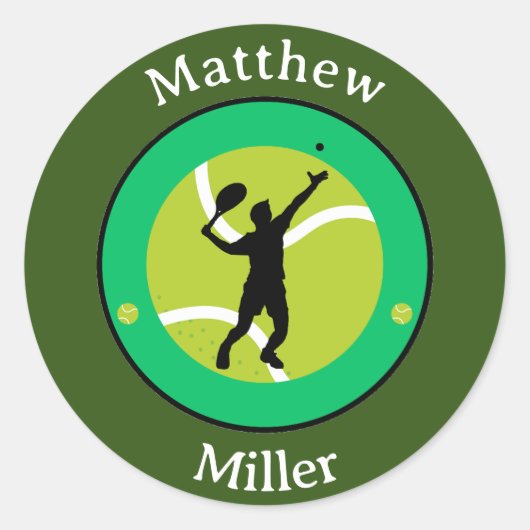 ステッカー – Tennis Player - パーソナライズされた – 名前の追加 (正面)
