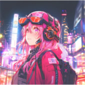 ステッカー｜VACHABORG グッズ「ピンクメカニカルガールの探検」 シール (正面)