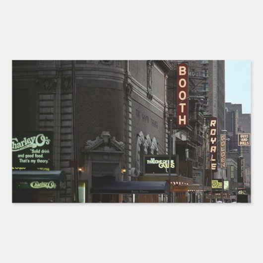 ステッカーNYCヴィンテージ劇場地区オンブロードウェイ 長方形シール (正面)