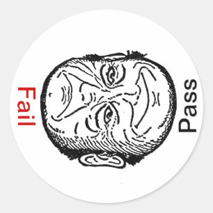 ステッカーSatアンサットパス失敗光学錯覚マン ラウンドシール