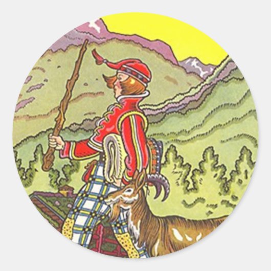 ステッカーSwiss Alps Heidi Alpine Hiking HIke Mtns ラウンドシール (正面)