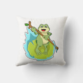 ステッキを持つハイカーとしてのカエル クッション (裏面)